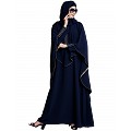 Cape abaya with stone lacework- Navy Blue Cape abaya with stone lacework- Navy Blue